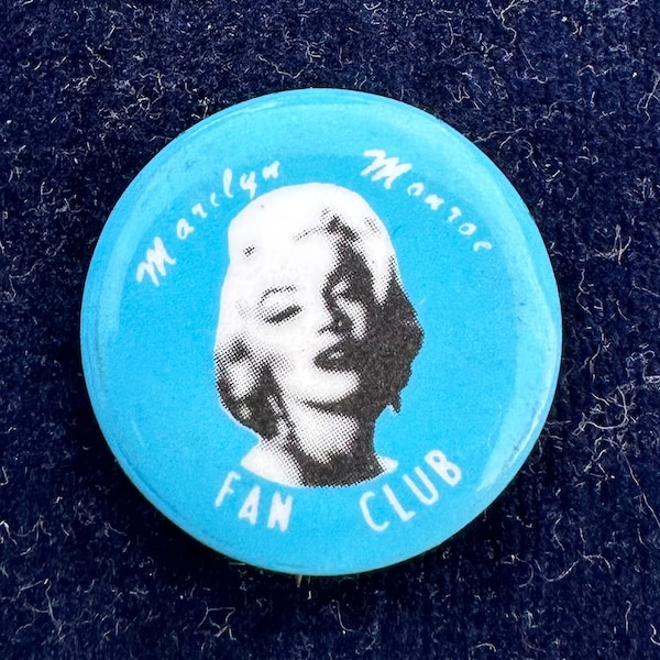 Vintage Marilyn Monroe FAN CLUB Blue & White Pinback Button Pin 1950s Mini 1"