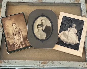 LOT OF 3 Antique Victorian Cabinet Cards of Woman, Baby, and Married Couple