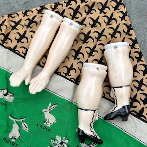 LOT of 4 Vintage Japan Handpainted Bisque Porcelain Doll Parts 2 Arms & 2 Legs