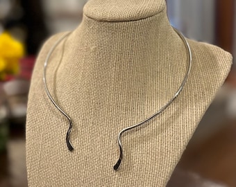 Collana con colletto regolabile vintage modernista in argento sterling 925 del Messico