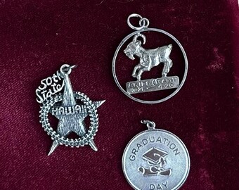 Scegli tu! Ciondoli vintage in argento sterling di metà secolo / Ariete, giorno della laurea, OR Hawaii 50° stato