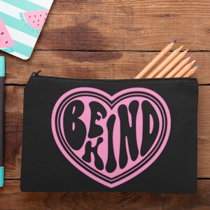 Be Kind Pink und Schwarz Accessoire Tasche, Kosmetik, Makeup, Stiftetasche, Toiletry, Reise, Taschen organizer, Snack, Positiv, Liebe, Glück
