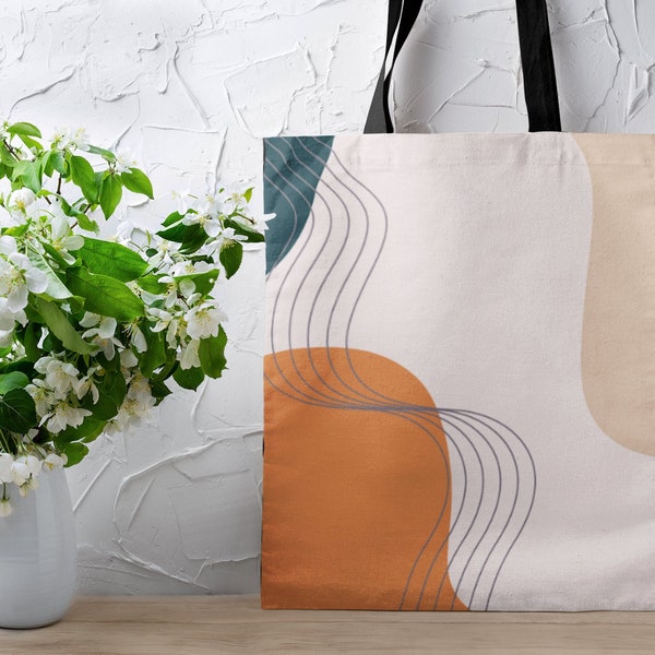 Minimalist Tote Bag, Colorful Neutrals, Eco Friendly, Grocery, Market, Travel, Cloth, Reusable, Gift, Simple, Clean, Classic Design