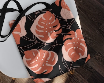 Minimalistyczna torba Monstera Tote, słodka torba na rośliny, mama roślin, miłośniczka roślin, wielokrotnego użytku artykuły spożywcze, rynek, minimalistyczny, mały, średni, duży