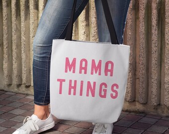Mama Things tygkasse Mom Life Estetisk återanvändbar marknad matkasse Mors dag presentkasse Nybliven mamma presentkasse Anpassa färgalternativ
