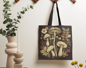 Cottagecore Mushroom Market Tote Bag Herbruikbare Vintage Style Eco-vriendelijke boodschappentas Cute Gift Farmers Market Bag Mushroom