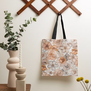 Reusable Floral Tote Bag, Grocery Shopping Bag, Market Bag, Eco Friendly, Travel Tote, Gift for Women, Cloth Tote Bag