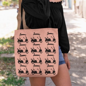 Golf Cart Tote Bag, Gift Giving Idee, Herbruikbare Supermarkt Tas, Pastel Oranje Tas, Gone Golfing, Women Who Golf, Golf Team Bag, Golf Life
