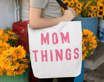 Mom Things-tygkasse Mama Life Estetisk återanvändbar shoppingkasse för matvaror Mors dag presentkasse Nybliven mamma presentkasse Anpassa färgalternativ