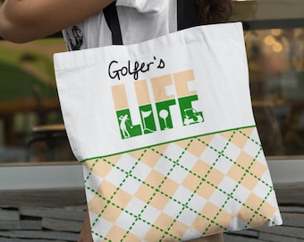 Womens Golf Tote Bag Lady Golfer Aesthetic  Reusable Tote Bag Grocery Shopping Market Tote Eco Friendly Living Golf Caddy Girl Aesthetic