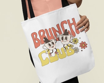 Borsa tote per brunch club, ideale per il mercato della spesa, borsa della spesa riutilizzabile, idea regalo per amanti del caffè, bellezza degli anime