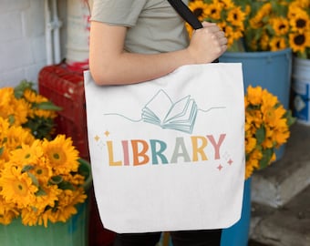 Minimalista Book Lover's Tote Bag Library Essential Lleve sus libros con elegancia simple Perfecto para Bookworms Rainbow Book Bag al por mayor