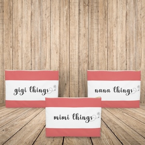 Mothers Day Mimi Things/ Gigi Things/ Nana Things/ Zipper Pouch Travel Cosmetic Bag Makeup Case Beauty Grandma Aesthetic Case New Grandma