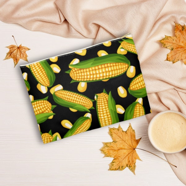 Corn Cob Bag Accessory Pouch, Fall Pencil Case Cosmetic Makeup Bag, Corn on the Cob, Snack Bag, Cute Beauty Bag, Country Farm Aesthetic