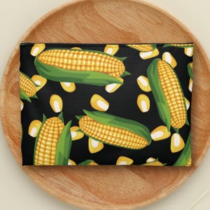 Corn Cob Bag Accessory Pouch, Fall Pencil Case Cosmetic Makeup Bag, Corn on the Cob, Cottagecore, Farmcore, Country Farm Aesthetic
