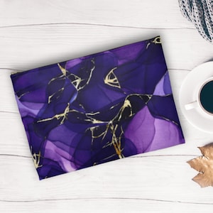 Purple Abstract Accessory Pouch Dark Violet Crystal Gemstone Zipper Closure Cute Makeup Cosmetic Bag Pencil Case Blurple, Beauty Bag