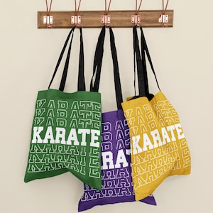 Custom Karate Tote Bag for Martial Arts Class Eat Sleep Karate Repeat Gym Bag Karate Themed Gift great for TournamentKarate Event Swag
