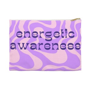 Bolsa de conscientização energética roxa Groovy, bolsa de maquiagem, estojo de lápis, cosméticos, ideia para presentear, retrô, curador de energia, manifesto, boas vibrações imagem 3