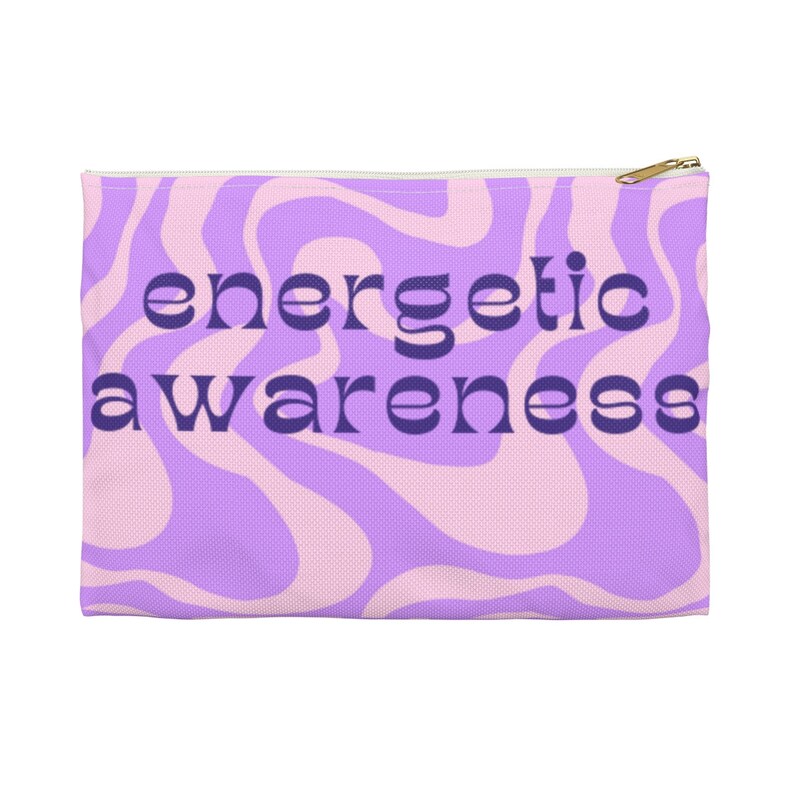 Bolsa de conscientização energética roxa Groovy, bolsa de maquiagem, estojo de lápis, cosméticos, ideia para presentear, retrô, curador de energia, manifesto, boas vibrações imagem 3