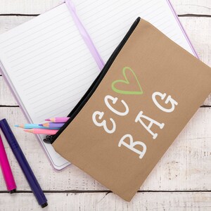 エコバッグ ジッパーポーチ 旅行用コスメバッグ かわいいメイクケース ビューティーバッグ ハッピー 美的 再利用 削減 リサイクル エコライフ 地球を救う