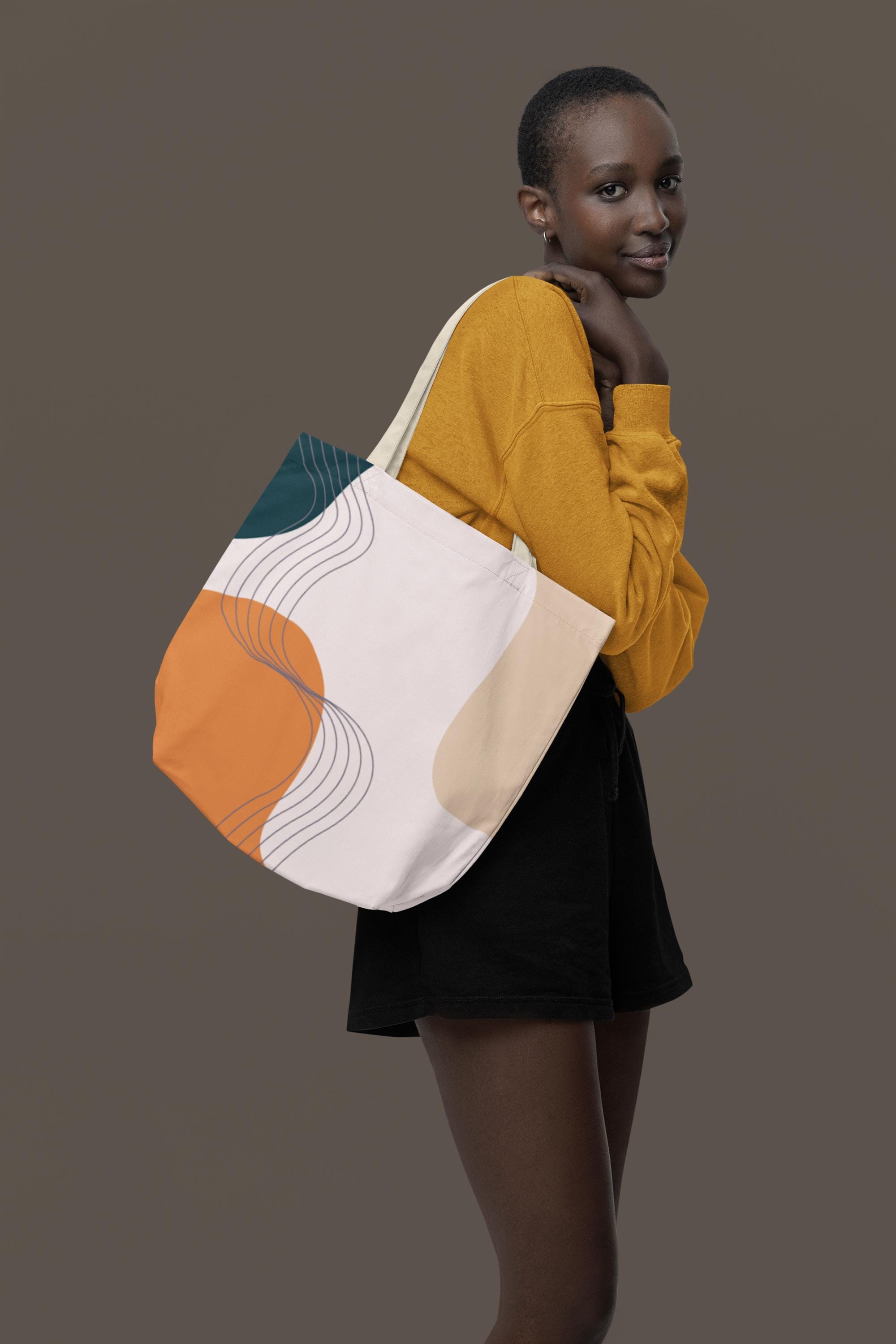 Colorful Minimalist Tote Bag, Farmers Market Aesthetic Grocery Bag 