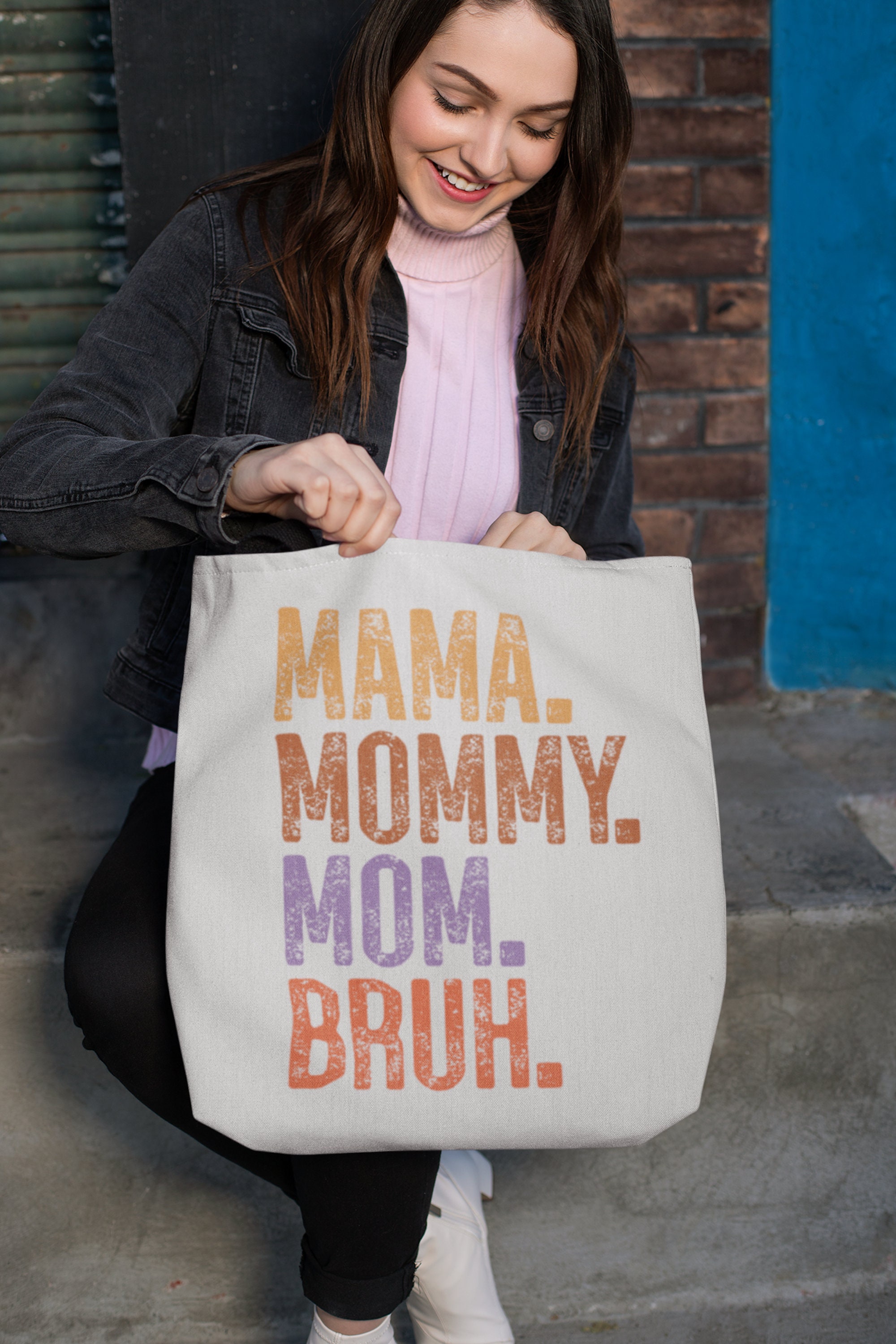 Mama Mommy Mom Bruh Tote Bag Mom Life Aesthetic Reusable Market