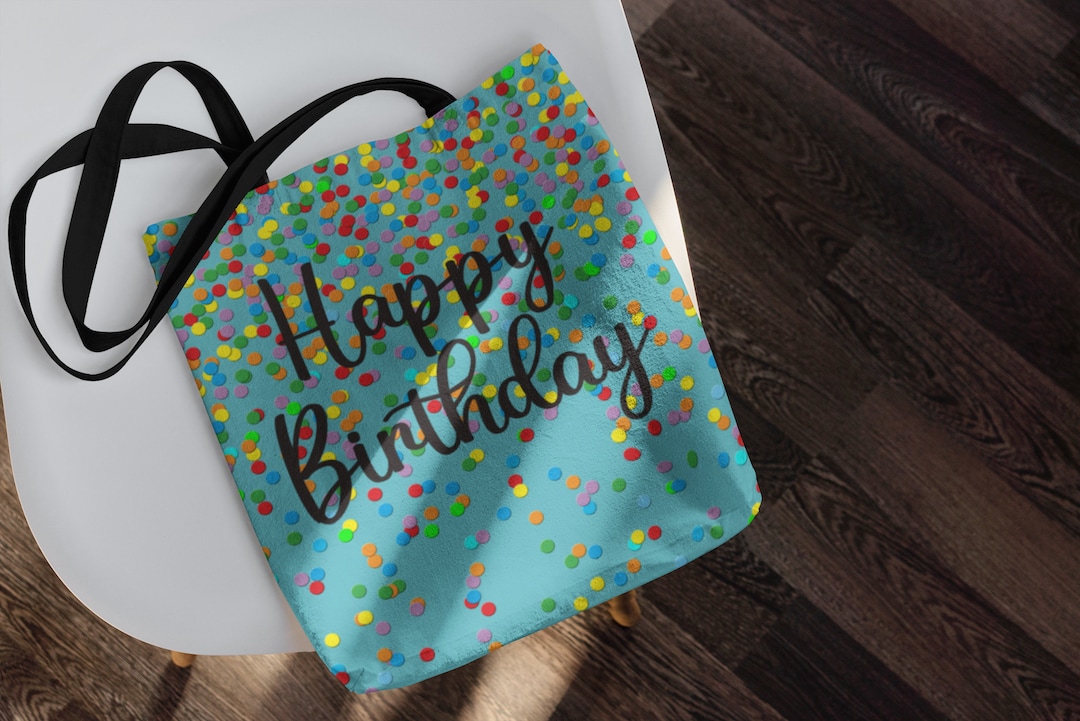 Happy Birthday Canvas Tote Bag – Reusable Natural Cotton Bag, Great For Gifts & Shopping - View #8