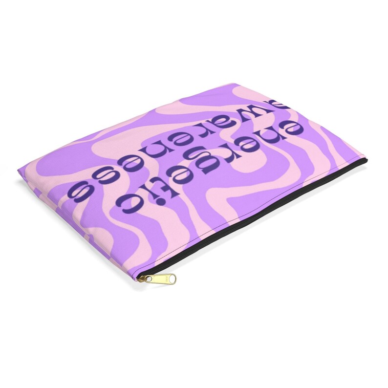 Bolsa de conscientização energética roxa Groovy, bolsa de maquiagem, estojo de lápis, cosméticos, ideia para presentear, retrô, curador de energia, manifesto, boas vibrações imagem 7