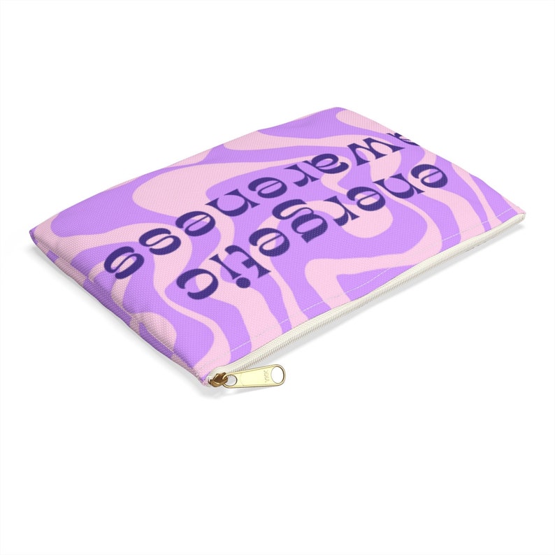Bolsa de conscientização energética roxa Groovy, bolsa de maquiagem, estojo de lápis, cosméticos, ideia para presentear, retrô, curador de energia, manifesto, boas vibrações imagem 4