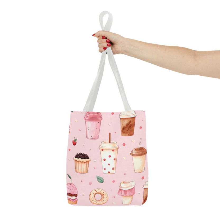 Nurse Coffee Lover Canvas Tote Bag - Reusable Grocery Bag With Iced Latte Graphic, 15.7x13.7 Inches, 100% Cotton