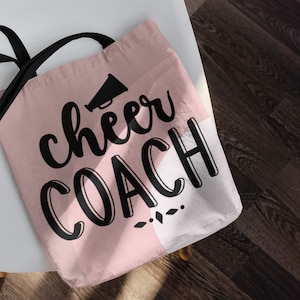 Cheer Coach Tote, Gift Giving, Reusable Shopping Bag, Aesthetic Bag, Cheer Life, Pink Minimalist, Allstar, Cheerleading Coach Appreciation
