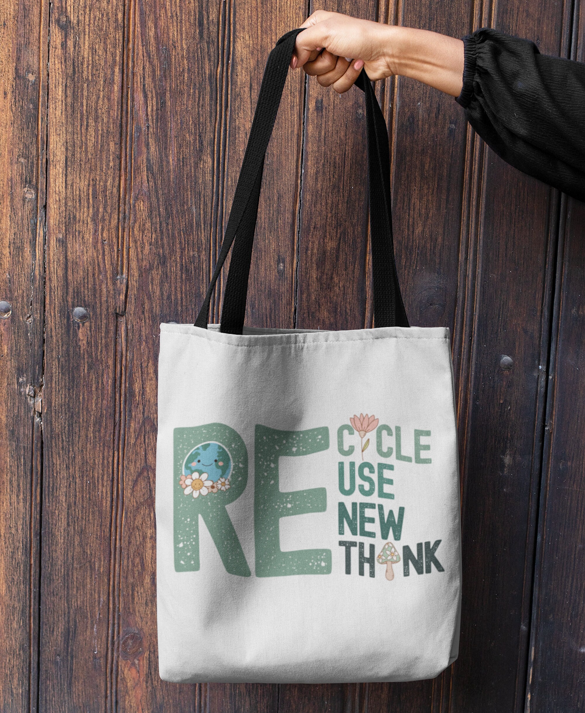 Recycle Tote Bag Reduce Reuse - Earth Day Environmental Awareness Bag ...