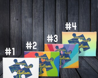 Make-up-Tasche Mit Autism-Puzzle-Aufdruck – Große Kapazität, Elastisches Armband, 23x18 Cm, Für Reisen & Alltag