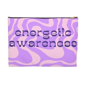 Bolsa de conscientização energética roxa Groovy, bolsa de maquiagem, estojo de lápis, cosméticos, ideia para presentear, retrô, curador de energia, manifesto, boas vibrações imagem 6