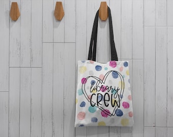 Colorful Library Tote Bag Bookworm Perfect for Book Lovers Book Bag Book Club Gift School Bag Librarians Wholesale Event Bags Library Crew
