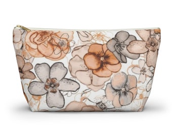 Accessory Pouch, Cosmetic Makeup Bag, Floral, Gift for Women, Reusable Bag, Toiletry Bag, Eco Friendly, Pencil Bag, Beauty
