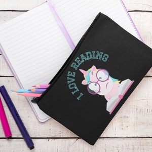 Unicorn Reading Accessory Pouch, Pencil Bag, Back to School, Smart Unicorn, I Love Reading, Cosmetic, Makeup, School Style, Teacher Bag