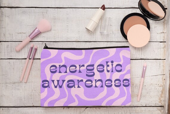 Purple Groovy Energetic Awareness Bag, Makeup Pouch, Pencil Case, Cosmetic, Gift Giving Idea, Retro, Energy Healer, Manifest, Good Vibes