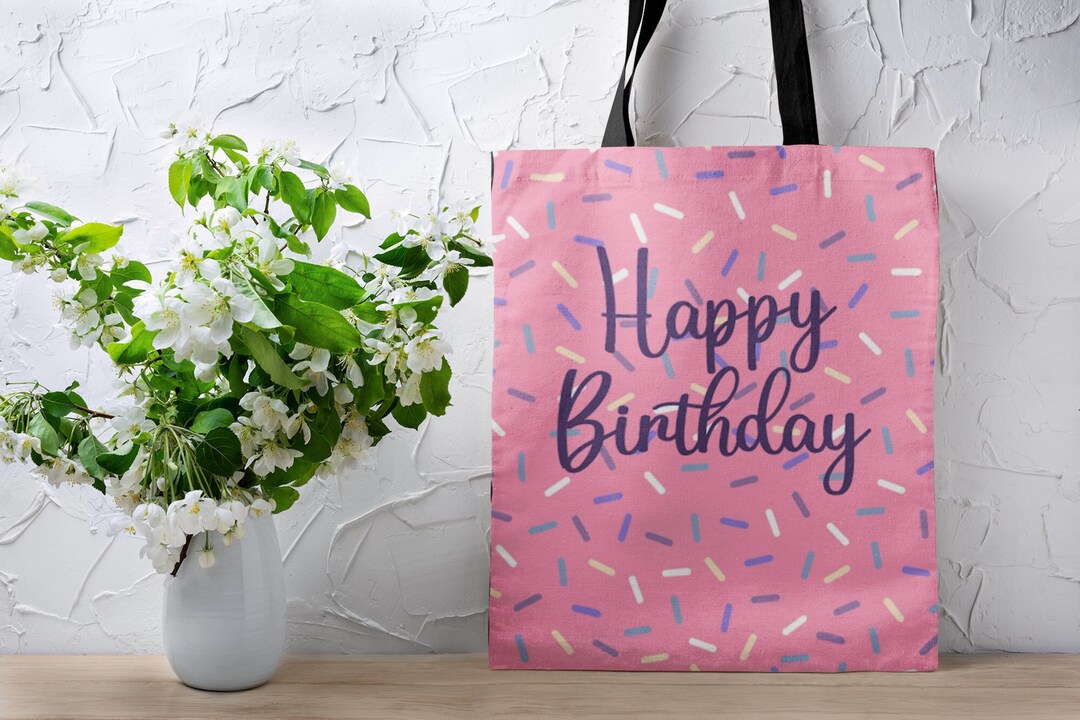 Pink Sprinkle Birthday Gift Tote Bag Happy Birthday Present Cute