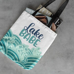 Lake Babe Tote Bag/ Lake Life/ Summer Bag/ Reusable Grocery Shopping Bag/ Cute Market Bag/ Boat Bag/ Hot Girl Summer/ Boat Bunny/ Lake House