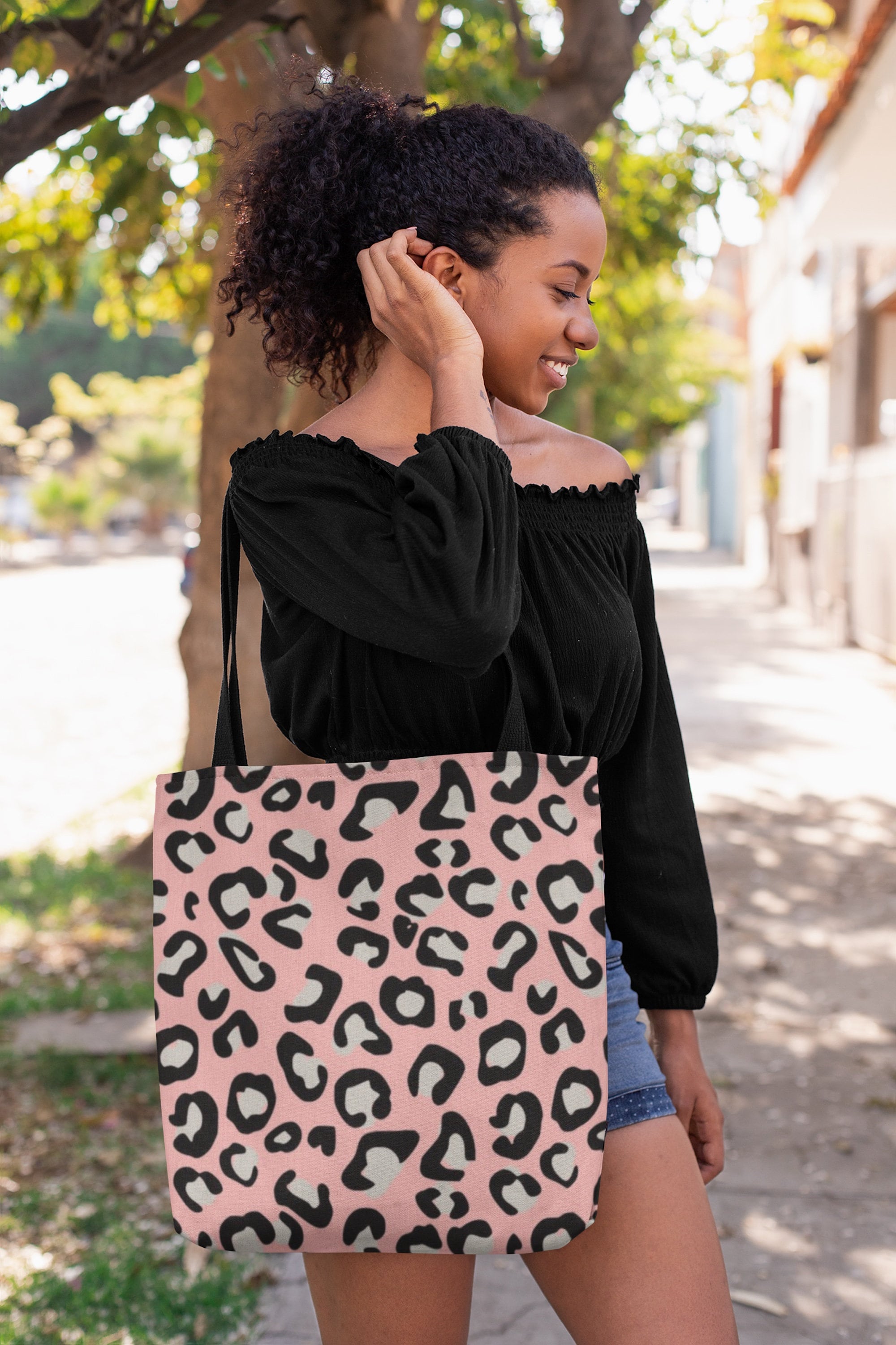 Sac Fourre-tout En Toile à Imprimé Léopard : Sac Cabas Réutilisable