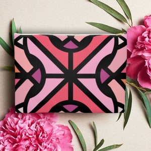 Vibrant Pink & Orange Accessory Bag Makeup Beauty Cosmetic Bag or Pencil Case Stain Glass Inspired Aesthetic Pouch Everyday Essentials