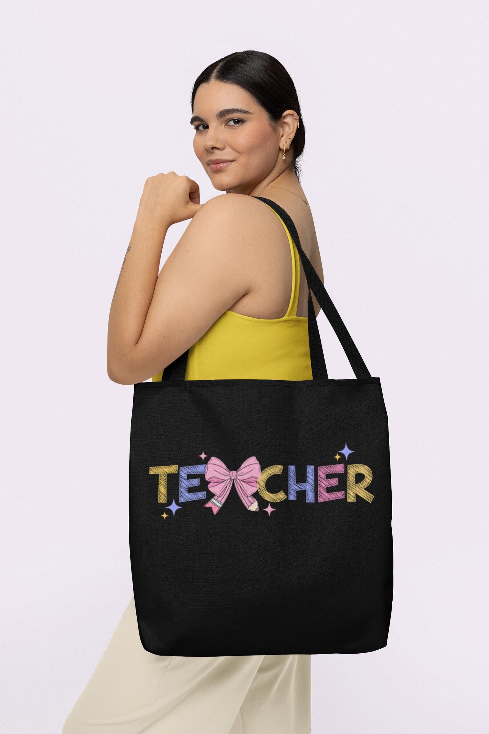 Teacher Tote Bag Back to School Book Supply Bag for Teachers, Reusable ...