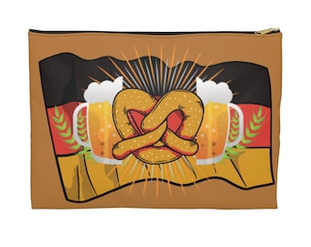 Oktoberfest Beer Bag German Flag Bag Cosmetic Makeup Pouch Pencil Case Gift Giving Idea Beer & Pretzel Germany Aesthetic