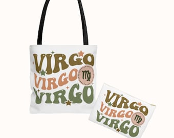 Virgo Zodiac Tote Bag, Bear Sign Bag, Gift Giving Idea, Reusable Grocery Market Bag, Regalo De Cumpleaños, Retro, Suministros De Cumpleaños, Bolsa