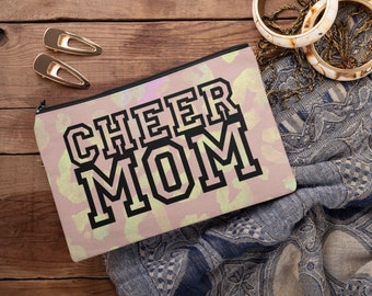 Cheer Mom Tasche, Reise Kosmetiktasche, Schminktasche, Kosmetiktasche, Kosmetiktasche, Federmäppchen, Cheerleader, Pink Gepard Print Tasche, Muttertagsgeschenk