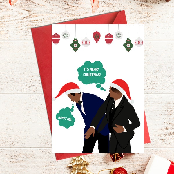 Printable Christmas Card, Friend Christmas Card, WILL SMITH & Chris Rock Oscars, Rude Christmas Cards, Funny Holiday Cards