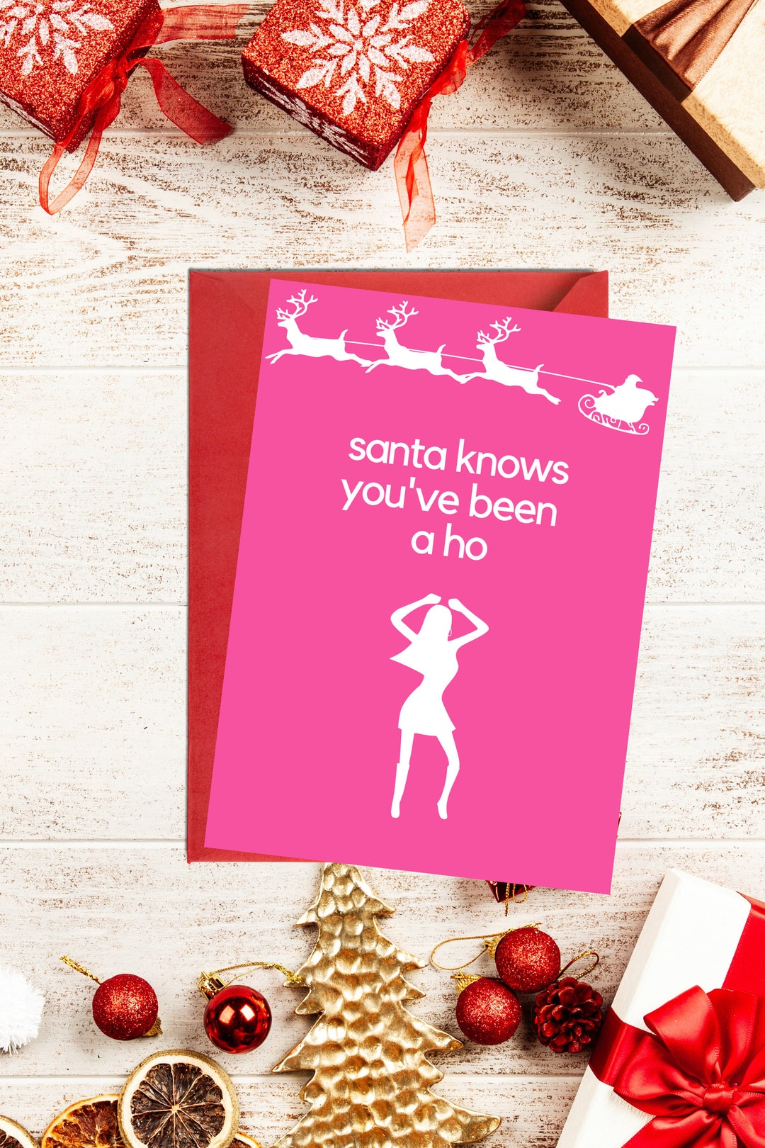 Printable Christmas Card Friend Christmas Card SANTA KNOWS Etsy