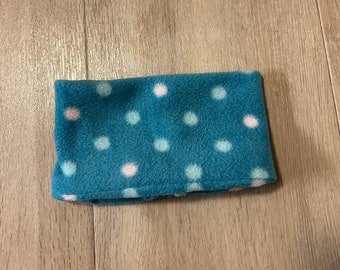 Blue and White Polka Dot Fleece Pet Neckwarmer, Snood for Dog or Cat, Winter Warm Scarf for Pets (snap buttons optional)