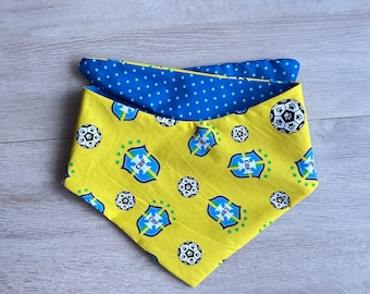 Bandana de fútbol de Brasil para mascotas: Bandana reversible para perro/gato, regalo de fútbol